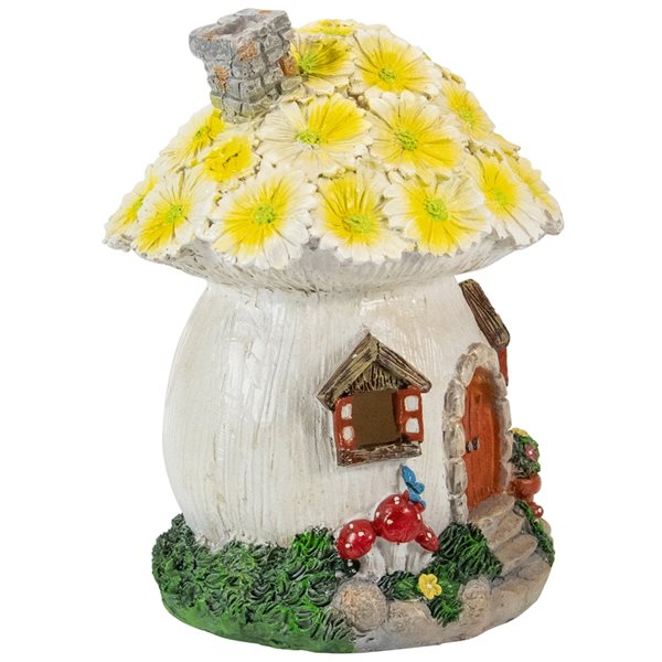 Northlight 7.25-in Solar Lighted Flower House Outdoor Garden Statue