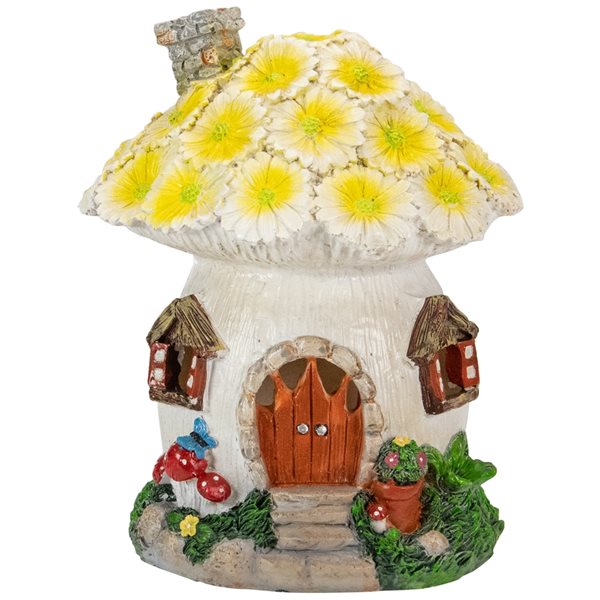 Northlight 7.25-in Solar Lighted Flower House Outdoor Garden Statue