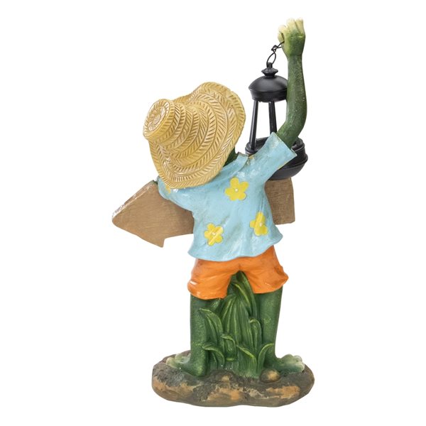 Northlight 18-in Country Frog with Lantern Outdoor Garden Statue 34338759