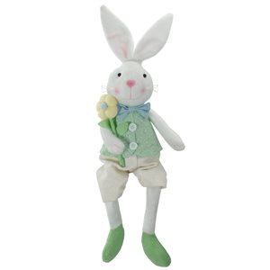 Northlight 24-in White and Green Polyester Easter Rabbit Boy Figurine
