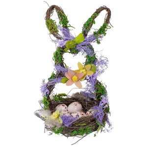 Northlight 14.5-in Purple and Green Plastic Artificial Floral Bunny Shaped Basket