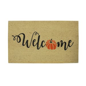 Northlight 18-in x 30-in Brown Rectangular Outdoor Pumpkin Welcome Door Mat