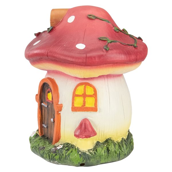 Northlight 6.25-in Red Mushroom House Outdoor Garden Statue