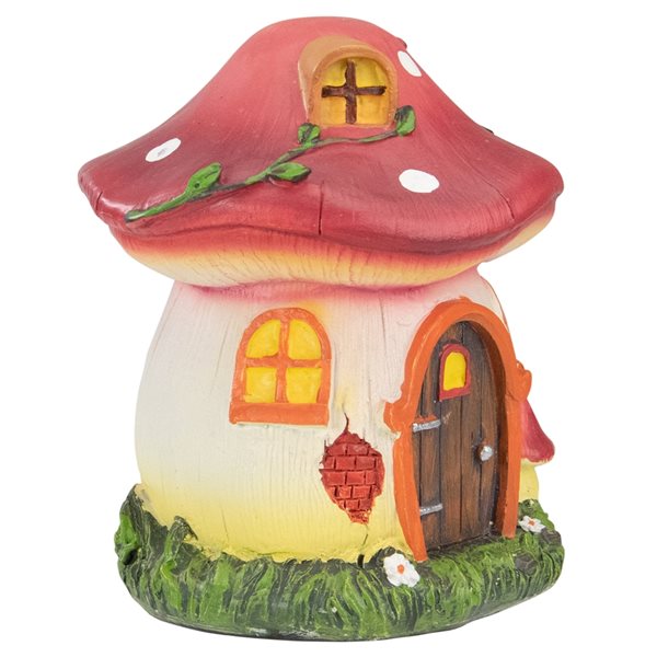 Northlight 6.25-in Red Mushroom House Outdoor Garden Statue