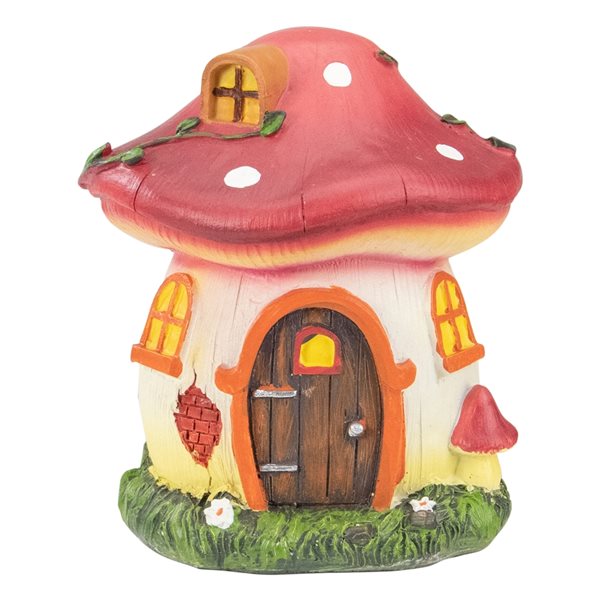 Northlight 6.25-in Red Mushroom House Outdoor Garden Statue