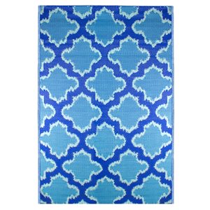 Northlight 4-ft x 6-ft Blue Rectangular Indoor/Outdoor Quatrefoil Pattern Area Rug