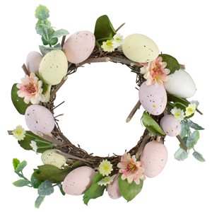 Northlight 8-in Pastel Pink and Yellow Plastic Easter Egg Wreath