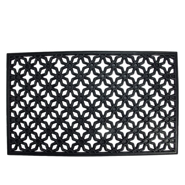 Northlight 17.75-in x 29.5-in Black Rectangular Outdoor Elegant Quatrefoil Door Mat