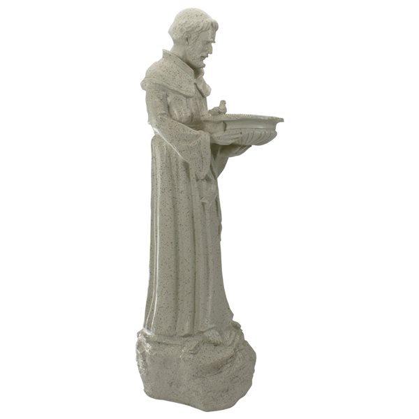 Northlight 23.5-in Speckled Ivory St. Francis of Assisi Religious Bird Feeder Outdoor Statue