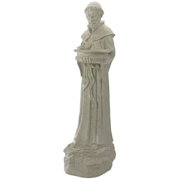 Northlight 23.5-in Speckled Ivory St. Francis of Assisi Religious Bird Feeder Outdoor Statue