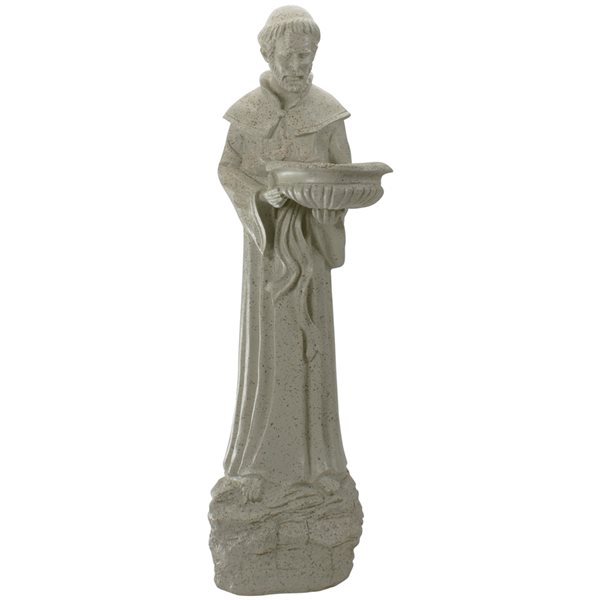 Northlight 23.5-in Speckled Ivory St. Francis of Assisi Religious Bird Feeder Outdoor Statue