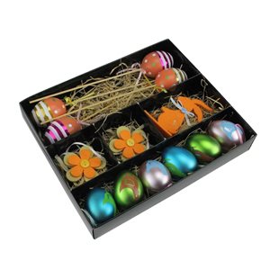 Northlight 10-in Multicolour Plastic Easter Eggs, Flowers and Bunny Ornaments - Set of 13