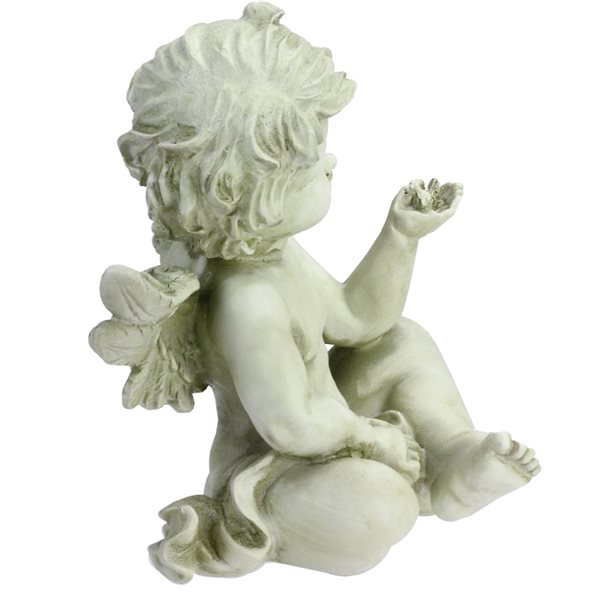 Northlight 7.75-in Cherub Angel with Baby Bird Outdoor Garden Statue