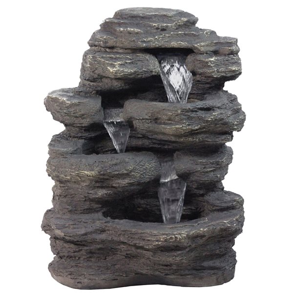 Northlight 24-in H Plastic LED Tiered Rock Outdoor Fountain 32587917 | RONA