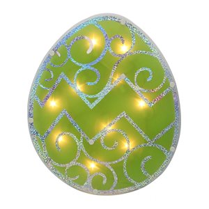 Northlight 12-in Green Plastic Lighted Easter Egg Window Silhouette
