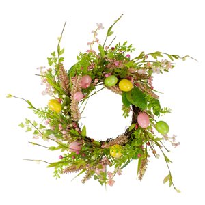 Northlight 20-in Pink and Green Plastic Easter Egg Wreath