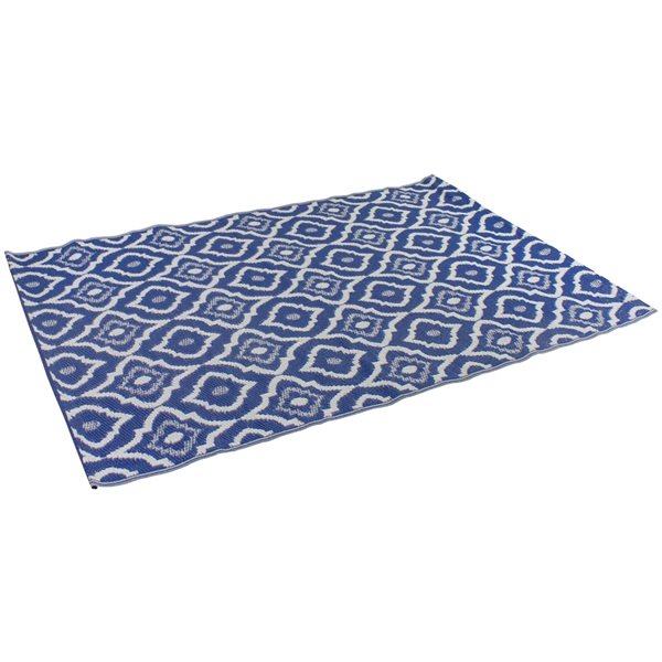 Northlight 4-ft x 6-ft Blue and White Rectangular Indoor/OutdoorGeometric Pattern Area Rug