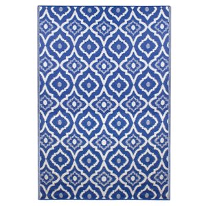 Northlight 4-ft x 6-ft Blue and White Rectangular Indoor/OutdoorGeometric Pattern Area Rug