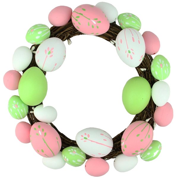 Northlight 10-in Pink and Green Plastic Easter Egg Wreath 32019801 | RONA