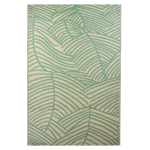 Northlight 4-ft x 6-ft Green and Beige Rectangular Indoor/Outdoor Leaf Pattern Area Rug