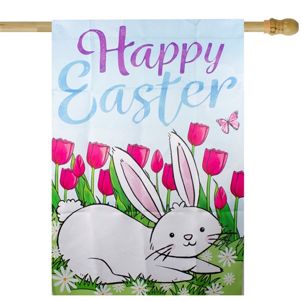 Northlight 28-ft W x 40-ft H Happy Easter Bunny House Flag