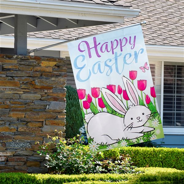 Northlight 28-ft W x 40-ft H Happy Easter Bunny House Flag