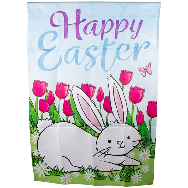 thumbnail image 2 of Happy Easter Bunny Rabbit Garden House Banner/Flag – 28x40 Sleeved Party Flag 2 of 6