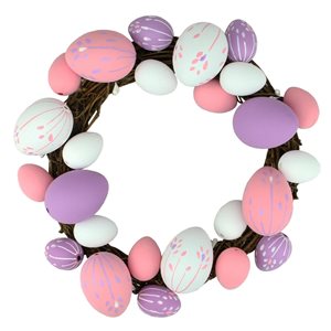 Northlight 10-in Pink and White Plastic Easter Egg Wreath