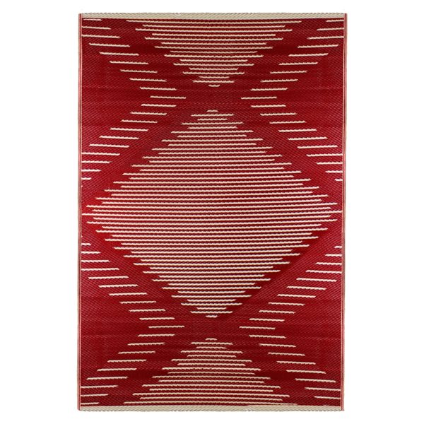 Northlight 4-ft x 6-ft Red and Beige Rectangular Indoor/Outdoor Tribal Pattern Area Rug