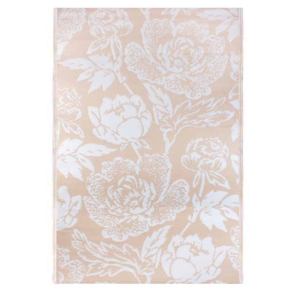 Northlight 4-ft x 6-ft Cream and White Rectangular Indoor/OutdoorWhite Floral Area Rug