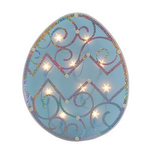 Northlight 12-in Blue Plastic Lighted Easter Egg Window Silhouette