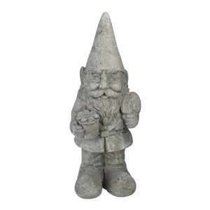 Northlight 18.5-in Grey Gardener Gnome with Shovel and Flower Outside Statue