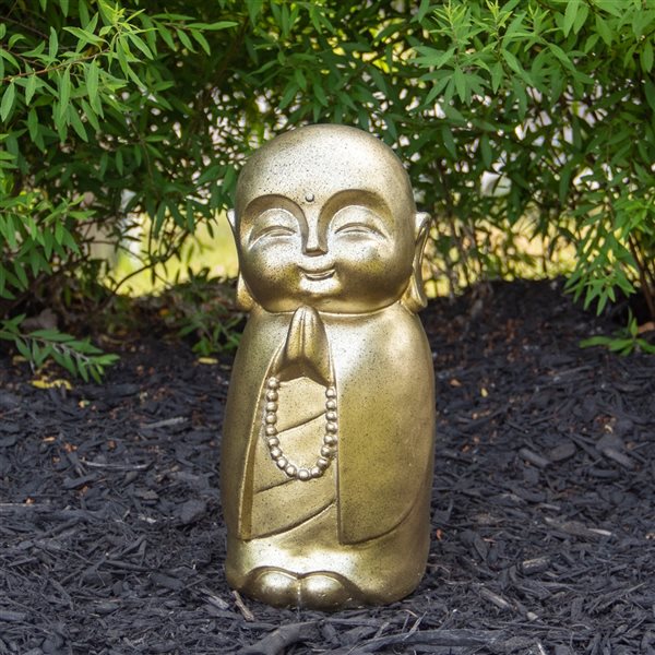 Northlight 11.5-in Golden Buddhist Monk Outdoor Garden Statue 34739279 ...