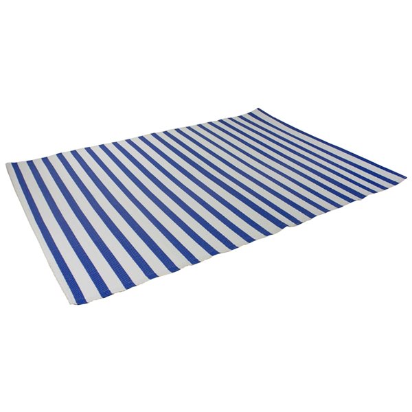 Northlight 4-ft x 6-ft Blue and White Rectangular Indoor/Outdoor Striped Area Rug