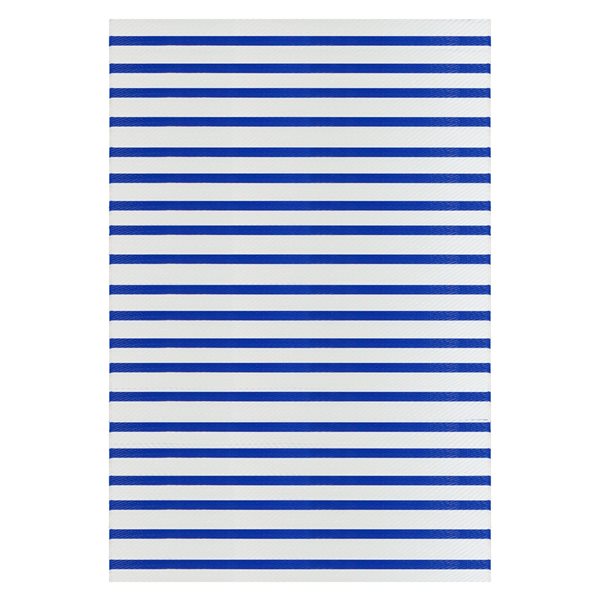 Northlight 4-ft x 6-ft Blue and White Rectangular Indoor/Outdoor Striped Area Rug