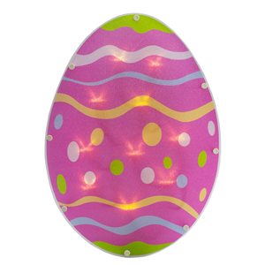 Northlight 14-in Pink Plastic LED Lighted Easter Egg Window Silhouette