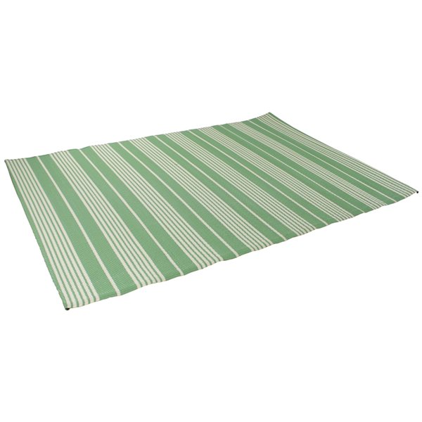 Northlight 4-ft x 6-ft Green and Off-White Rectangular Indoor/OutdoorStriped Area Rug