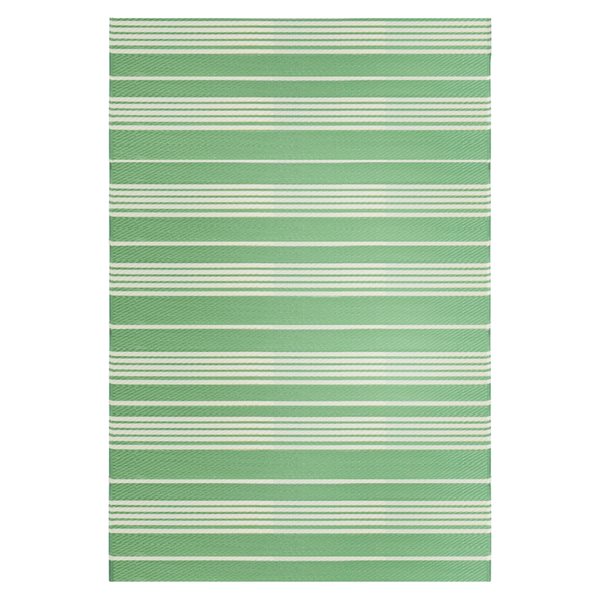 Northlight 4-ft x 6-ft Green and Off-White Rectangular Indoor/OutdoorStriped Area Rug