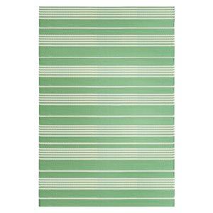 Northlight 4-ft x 6-ft Green and Off-White Rectangular Indoor/OutdoorStriped Area Rug