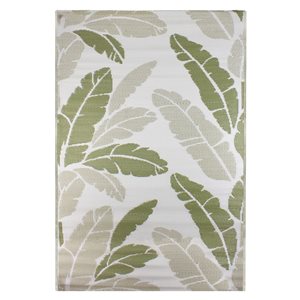 Northlight 4-ft x 6-ft Green and White Rectangular Indoor/Outdoor Palm Leaf Pattern Area Rug