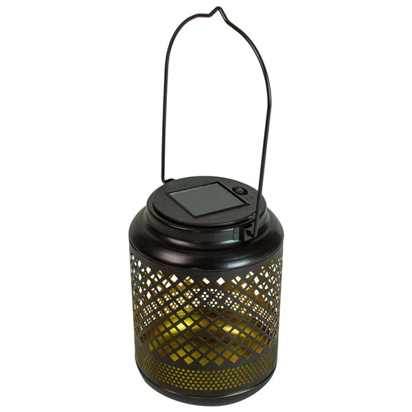 Northlight 5-in x 7-in Black Metal Outdoor Solar LED Decorative Lantern
