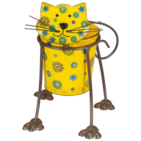 Northlight 4.25-in W x 9-in H Yellow Metal Cat Planter