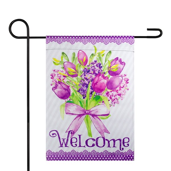 Northlight 18-ft W x 12.5-ft H Floral Welcome Garden Flag