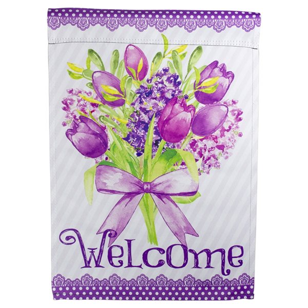 Northlight 18-ft W x 12.5-ft H Floral Welcome Garden Flag