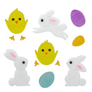 Northlight Multicolour Thermoplastic Rubber Easter Bunnies and Chick Gel Window Clings