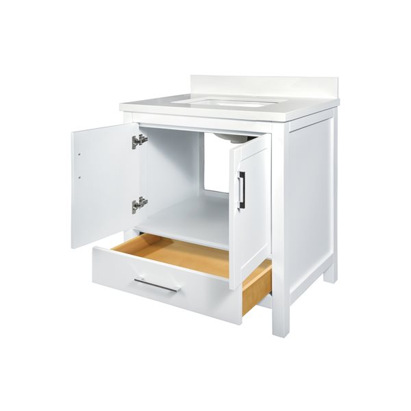 GEF Willow 31-in White Single Sink Bathroom Vanity with White Top