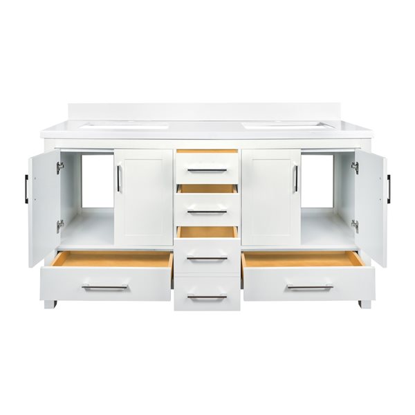 GEF Willow 61-in White Double Sink Bathroom Vanity with White Top