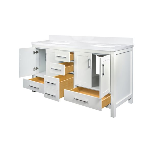 GEF Willow 61-in White Double Sink Bathroom Vanity with White Top