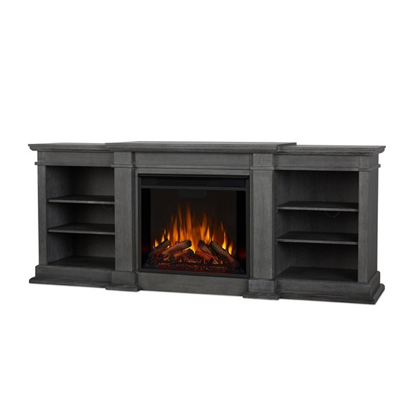 Real Flame Fresno 72in Antique Grey Infrared Electric Fireplace with
