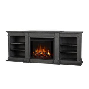 Real Flame Fresno 72-in Antique Grey Infrared Electric Fireplace with Integrated Media Console